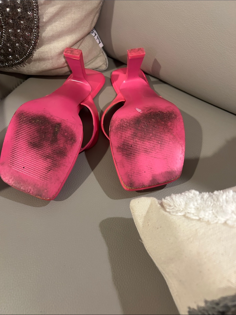 Nine West Women's Hot Pink Square-Toe Thong Heels - Picture 5 of 7